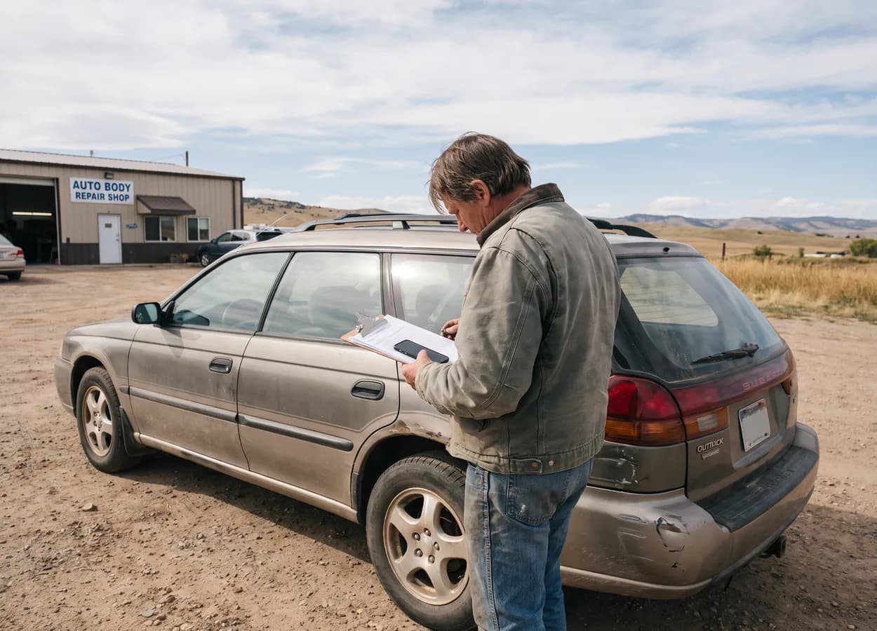 Colorado driver reviewing an auto insurance claim after a collision