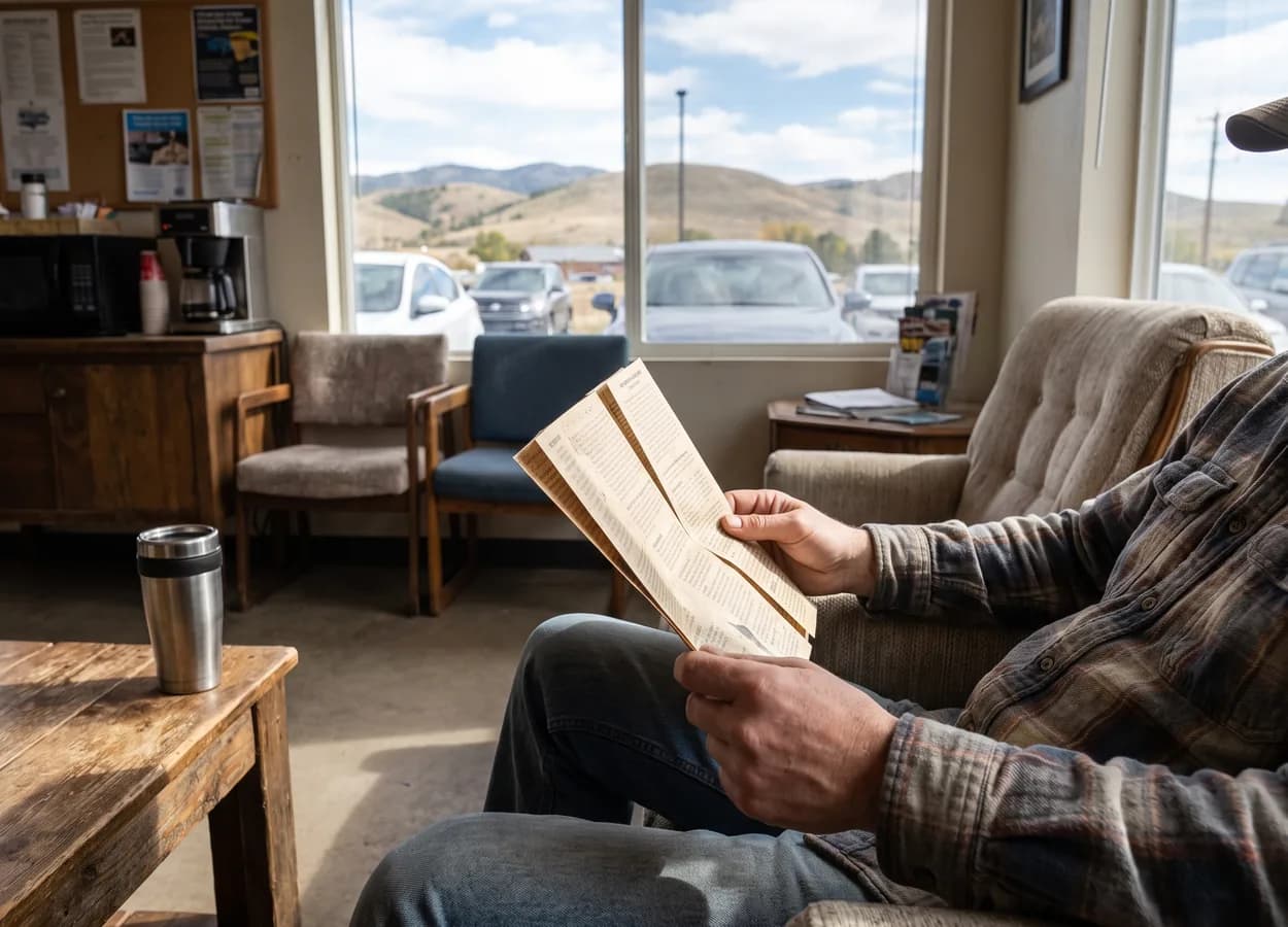 vehicle owner reading a consumer guide about car repair rights
