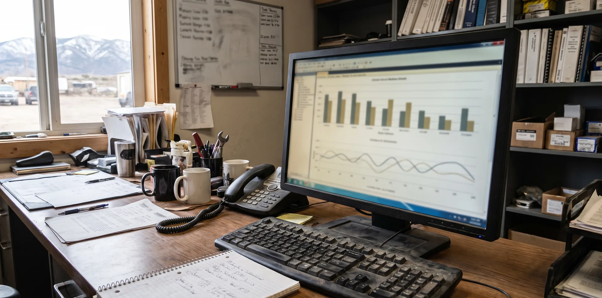 data dashboard showing collision repair industry statistics on a screen