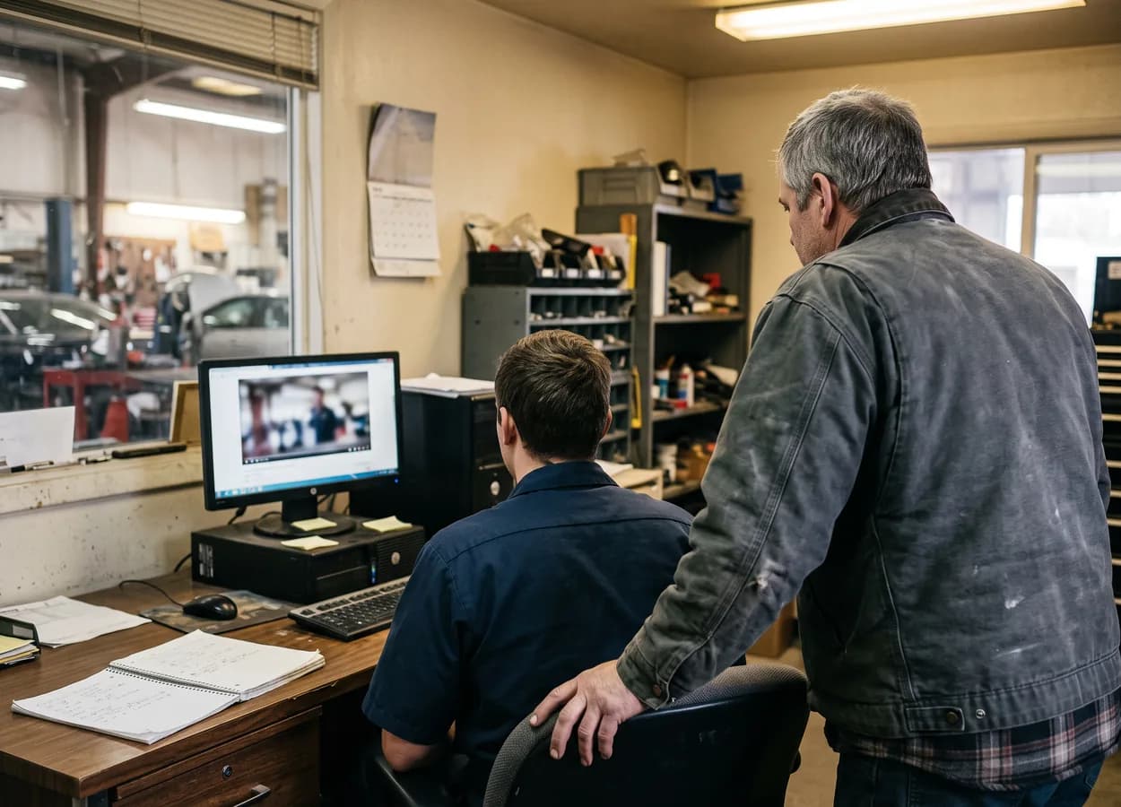 collision repair professionals attending an online training webinar