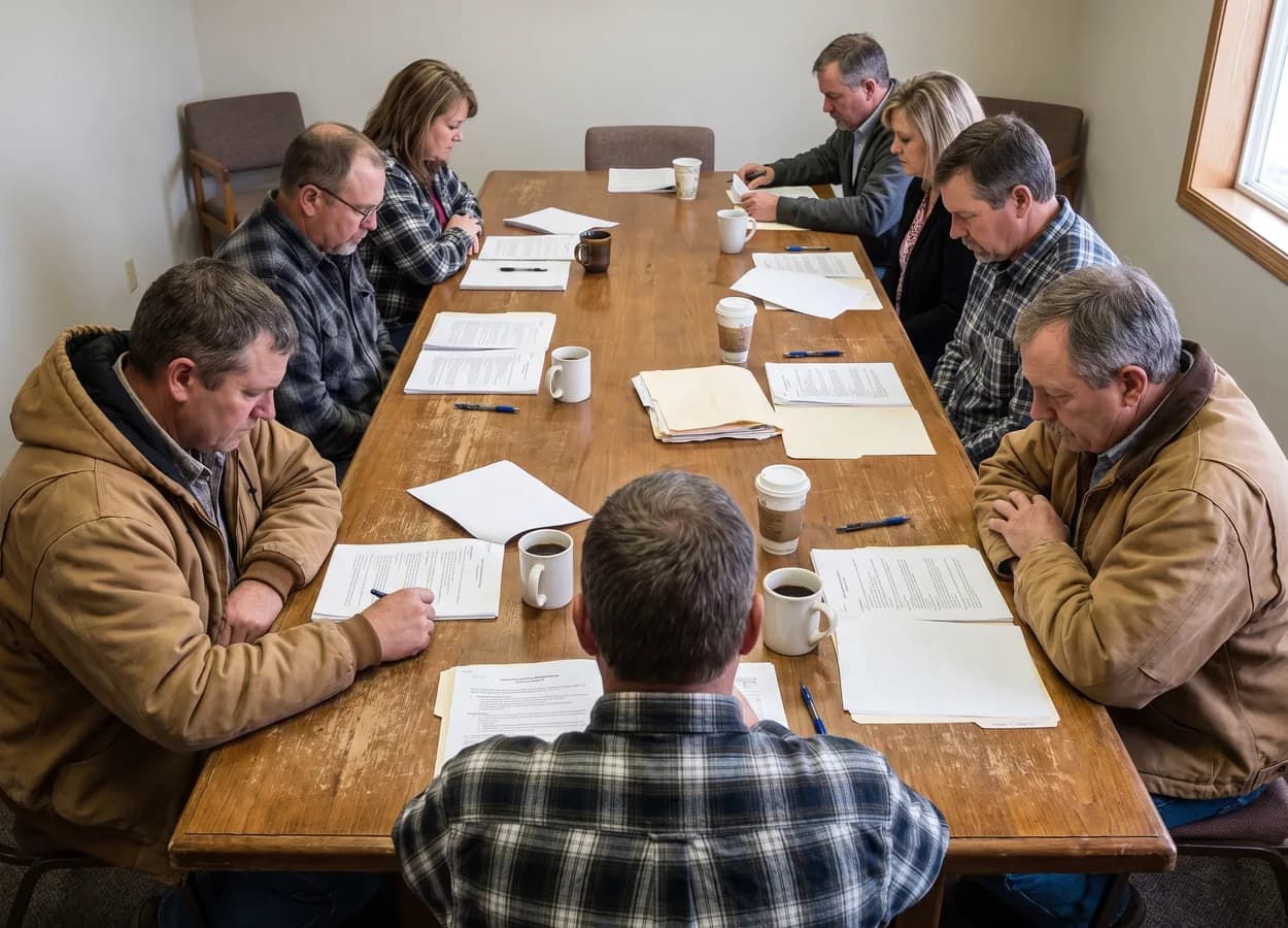 collision repair shop owners in a board meeting discussing industry issues
