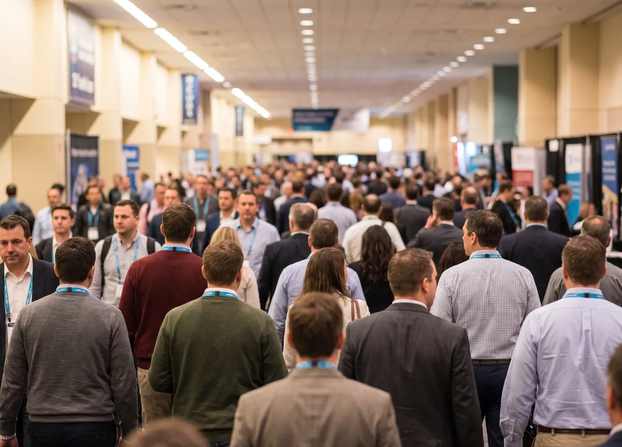 collision repair professionals networking at a national industry conference